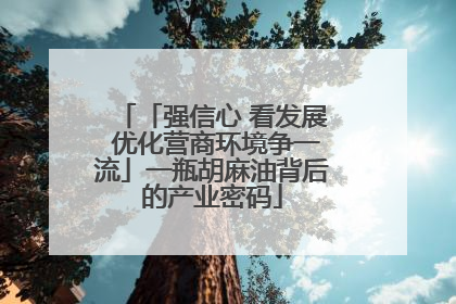 「强信心 看发展 优化营商环境争一流」一瓶胡麻油背后的产业密码