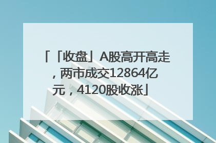 「收盘」A股高开高走，两市成交12864亿元，4120股收涨