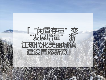 “闲置存量”变“发展增量” 浙江现代化美丽城镇建设再添新意