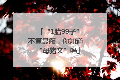 “1胎99子”不算最癫，你知道“母猪文”吗