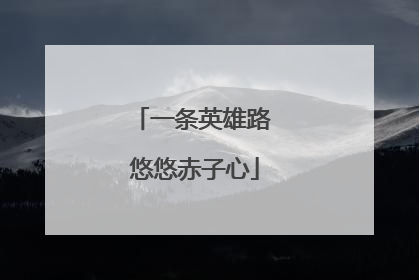 一条英雄路 悠悠赤子心