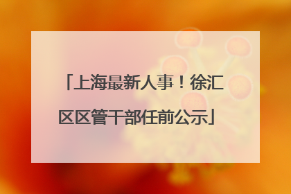 上海最新人事！徐汇区区管干部任前公示