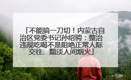 不能搞一刀切！内蒙古自治区党委书记孙绍骋：整治违规吃喝不是阻绝正常人际交往、黯淡人间烟火