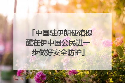 中国驻伊朗使馆提醒在伊中国公民进一步做好安全防护