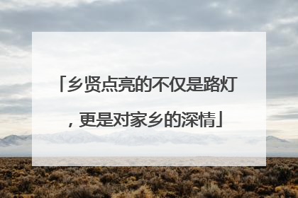 乡贤点亮的不仅是路灯，更是对家乡的深情