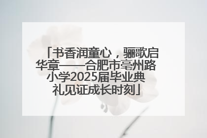 书香润童心，骊歌启华章——合肥市亳州路小学2025届毕业典礼见证成长时刻