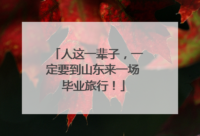 人这一辈子，一定要到山东来一场毕业旅行！