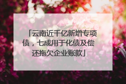 云南近千亿新增专项债，七成用于化债及偿还拖欠企业账款