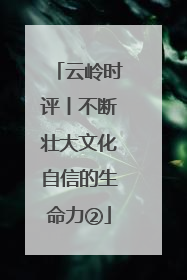 云岭时评丨不断壮大文化自信的生命力②