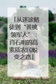 从迷途赌徒到“黄桃领军人”：肖石明的高素质农民蜕变之路