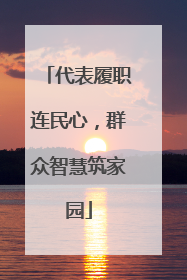 代表履职连民心，群众智慧筑家园