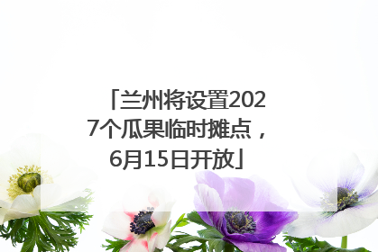 兰州将设置2027个瓜果临时摊点，6月15日开放