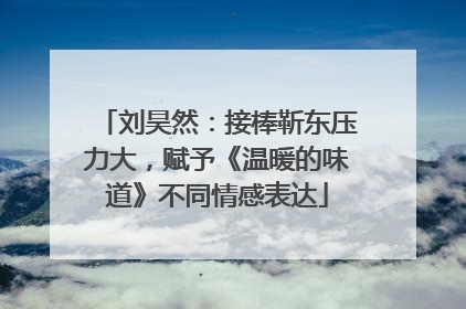 刘昊然：接棒靳东压力大，赋予《温暖的味道》不同情感表达
