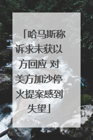 哈马斯称诉求未获以方回应 对美方加沙停火提案感到失望