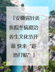 安徽省针灸医院冬病夏治养生文化节开幕 快来“趁热打贴”