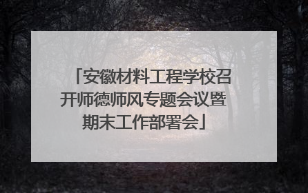 安徽材料工程学校召开师德师风专题会议暨期末工作部署会