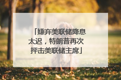 嫌弃美联储降息太迟，特朗普再次抨击美联储主席