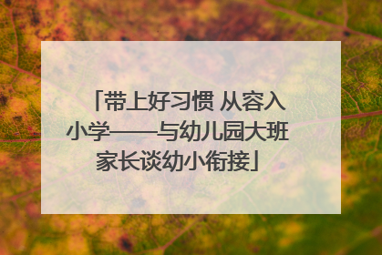 带上好习惯 从容入小学——与幼儿园大班家长谈幼小衔接