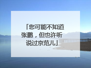 您可能不知道张鹏，但也许听说过京范儿