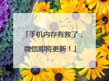 手机内存有救了，微信即将更新！