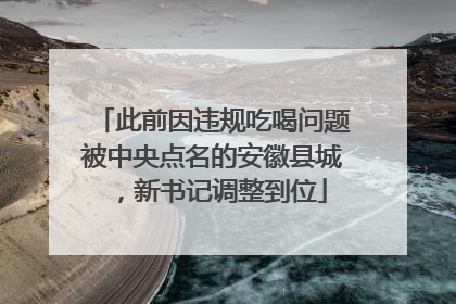 此前因违规吃喝问题被中央点名的安徽县城，新书记调整到位