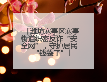 潍坊寒亭区寒亭街道织密反诈“安全网”，守护居民“钱袋子”