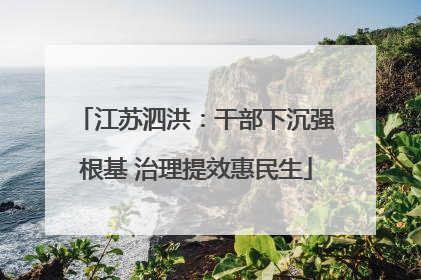 江苏泗洪：干部下沉强根基 治理提效惠民生