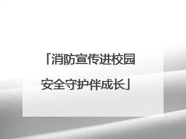 消防宣传进校园 安全守护伴成长