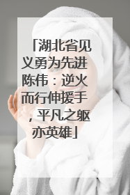 湖北省见义勇为先进陈伟：逆火而行伸援手，平凡之躯亦英雄