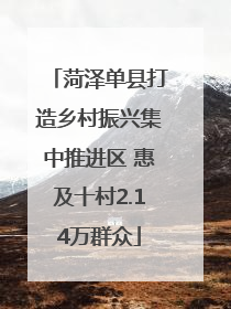 菏泽单县打造乡村振兴集中推进区 惠及十村2.14万群众