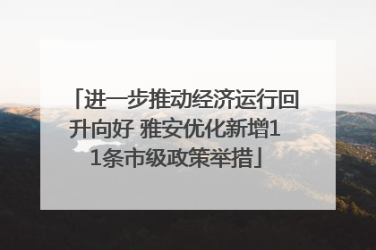进一步推动经济运行回升向好 雅安优化新增11条市级政策举措