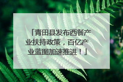 青田县发布西餐产业扶持政策，百亿产业蓝图加速推进！