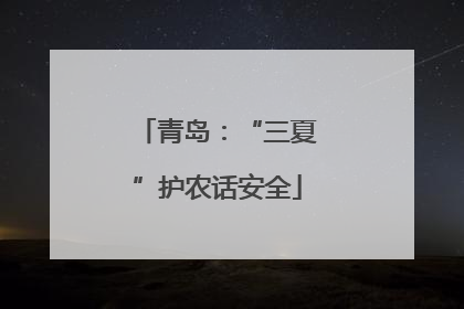 青岛：“三夏”护农话安全